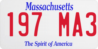 MA license plate 197MA3