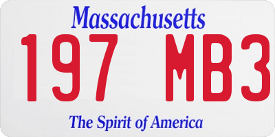 MA license plate 197MB3