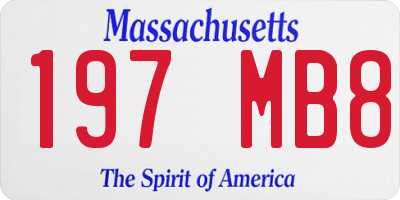 MA license plate 197MB8
