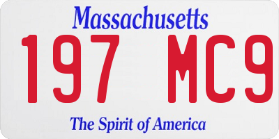 MA license plate 197MC9