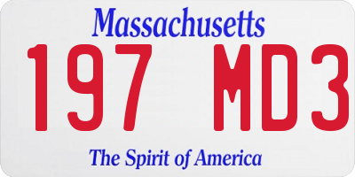 MA license plate 197MD3
