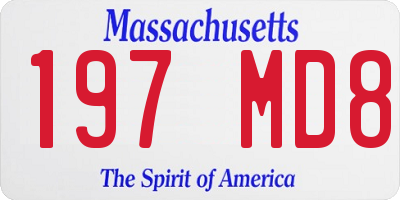 MA license plate 197MD8