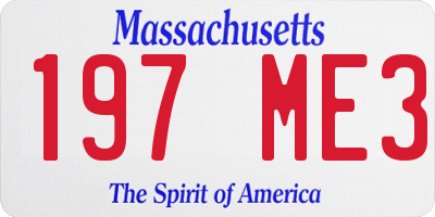 MA license plate 197ME3