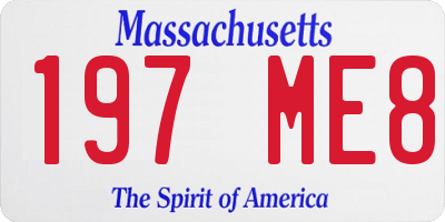 MA license plate 197ME8