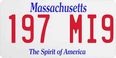 MA license plate 197MI9