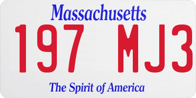 MA license plate 197MJ3