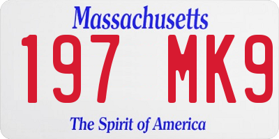 MA license plate 197MK9