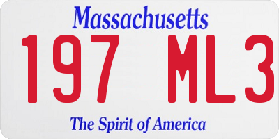 MA license plate 197ML3