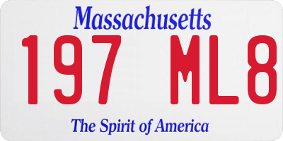 MA license plate 197ML8