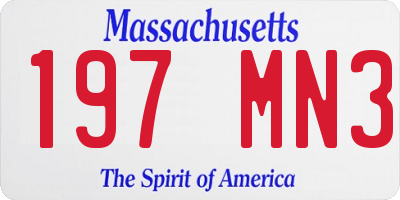 MA license plate 197MN3