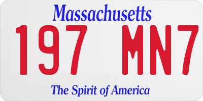 MA license plate 197MN7