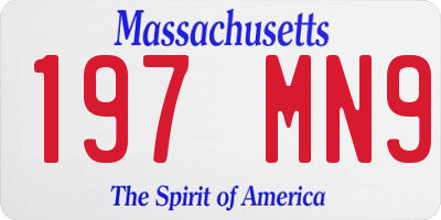 MA license plate 197MN9