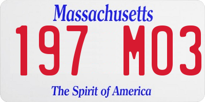 MA license plate 197MO3