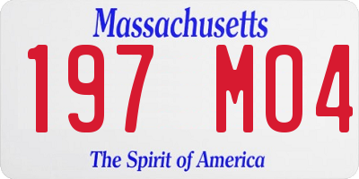 MA license plate 197MO4