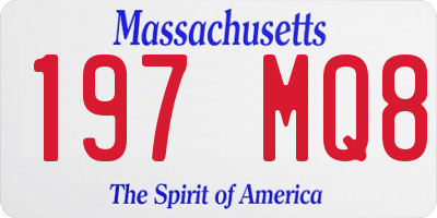 MA license plate 197MQ8