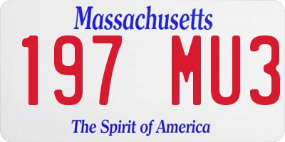MA license plate 197MU3