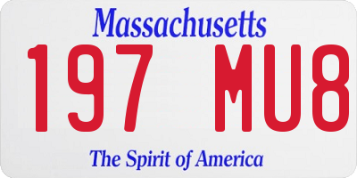 MA license plate 197MU8