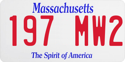 MA license plate 197MW2