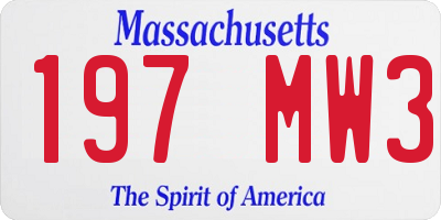 MA license plate 197MW3