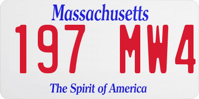 MA license plate 197MW4