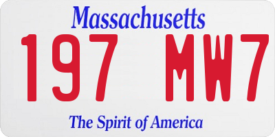 MA license plate 197MW7