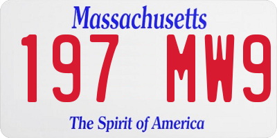 MA license plate 197MW9