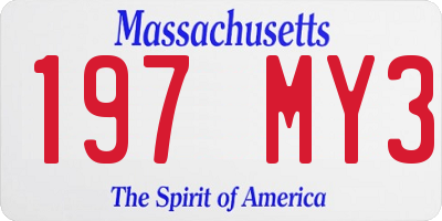 MA license plate 197MY3