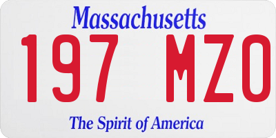 MA license plate 197MZ0