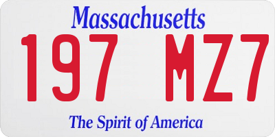 MA license plate 197MZ7