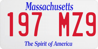 MA license plate 197MZ9