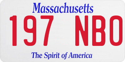 MA license plate 197NB0