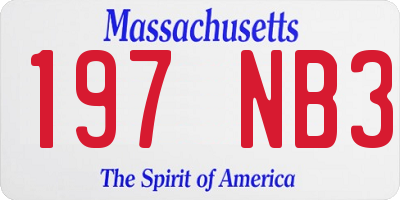 MA license plate 197NB3