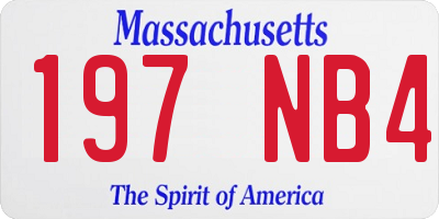 MA license plate 197NB4