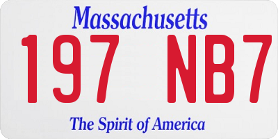 MA license plate 197NB7