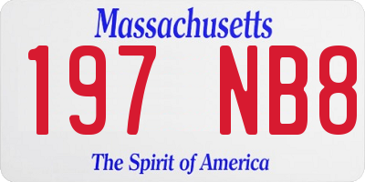 MA license plate 197NB8