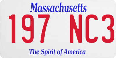 MA license plate 197NC3