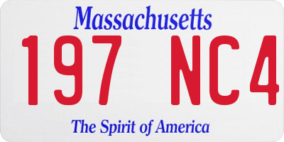 MA license plate 197NC4