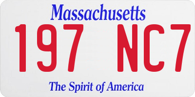 MA license plate 197NC7