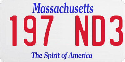 MA license plate 197ND3