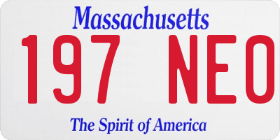 MA license plate 197NE0