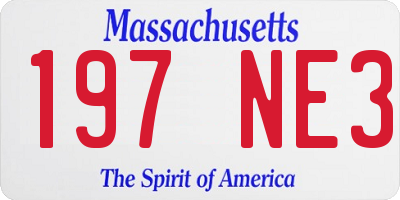 MA license plate 197NE3