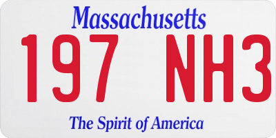 MA license plate 197NH3