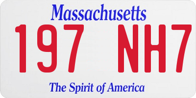 MA license plate 197NH7