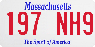 MA license plate 197NH9