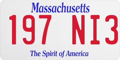 MA license plate 197NI3