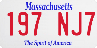 MA license plate 197NJ7