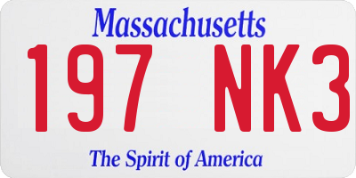 MA license plate 197NK3