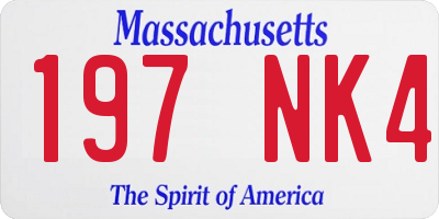 MA license plate 197NK4