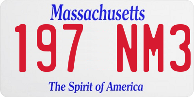 MA license plate 197NM3