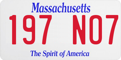 MA license plate 197NO7